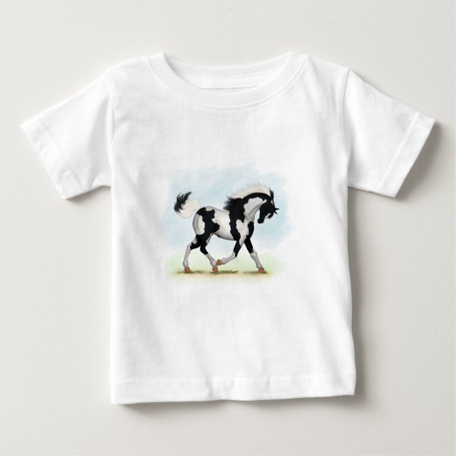 Piebald Overo Pinto Horse T Shirt (Framsida)