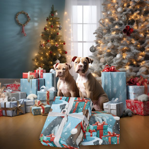 Piebald PitBull Puppy Hundälskare Jul Presentpapper