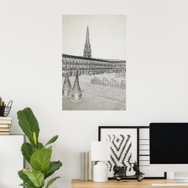 Piece Hall, Halifax, Arkitektskiss Poster (Hemmakontoret)