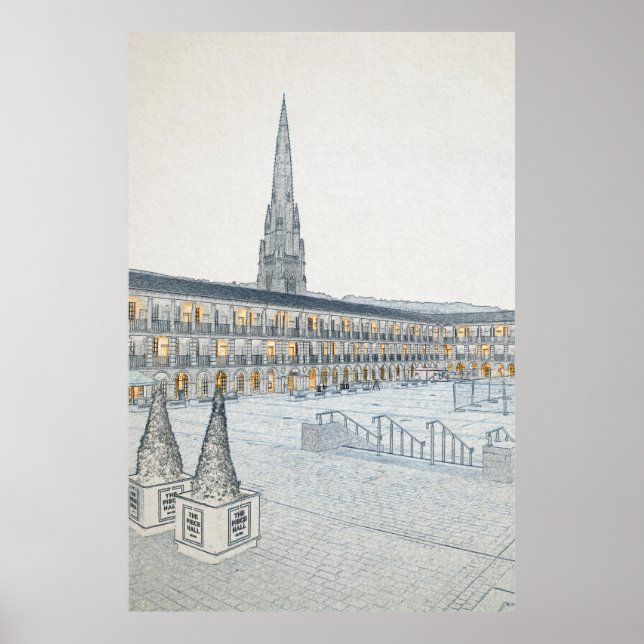 Piece Hall, Halifax, Arkitektskiss Poster (Framsidan)