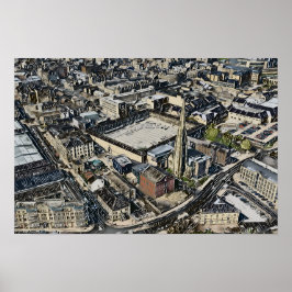 Piece Hall & Square Church Spire, Halifax Konst Poster