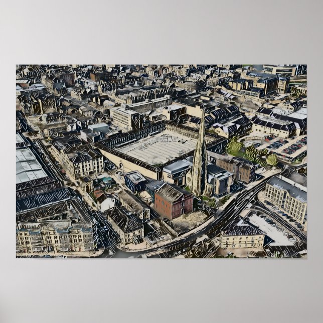 Piece Hall & Square Church Spire, Halifax Konst Poster (Framsidan)