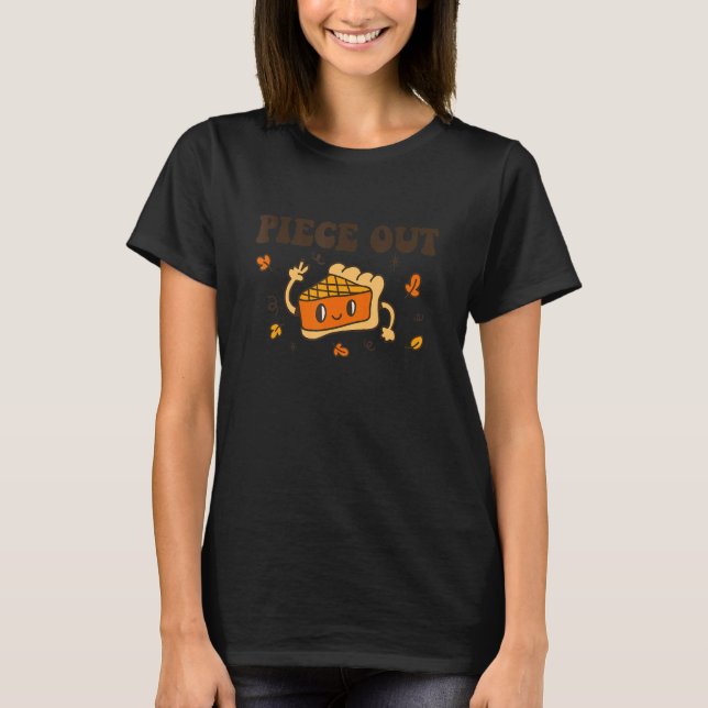 PIECE OUT Thanksgiving  Pumpkin Pie Peace Pun Meme T Shirt (Framsida)