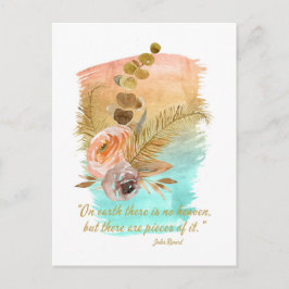 Pieces of Heaven Quote Boho Flowers  Vykort