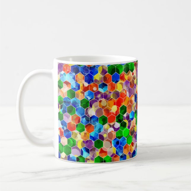 Piecewise Lodrät Hexagons Dot 11oz Mugg (Vänster)