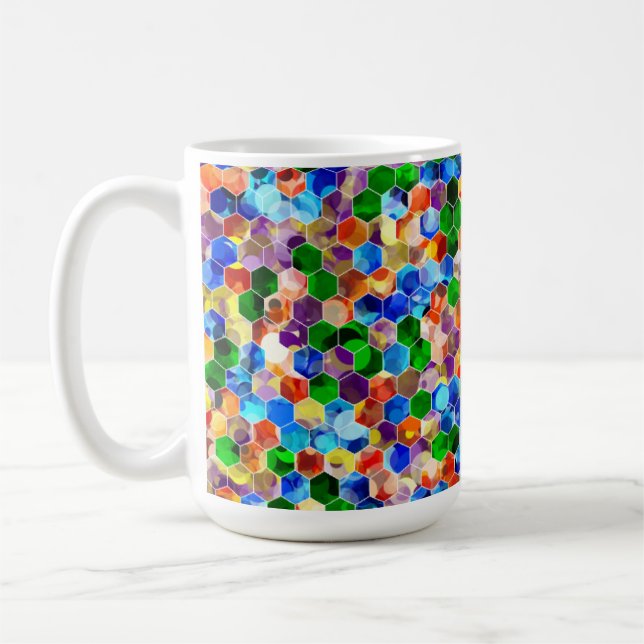 Piecewise Lodrät Hexagons Dot 15oz Mugg (Vänster)