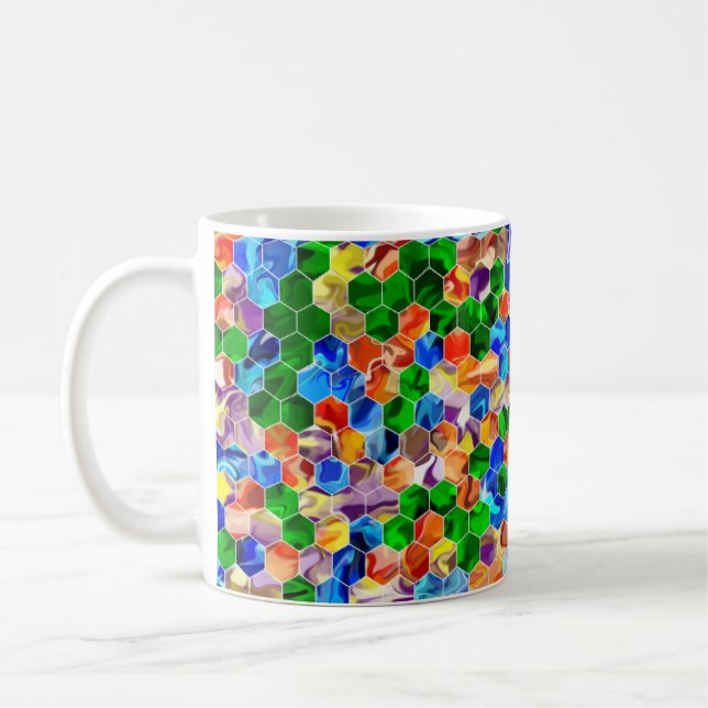 Piecewise Lodrät Hexagons Swirl 11oz Mugg (Vänster)