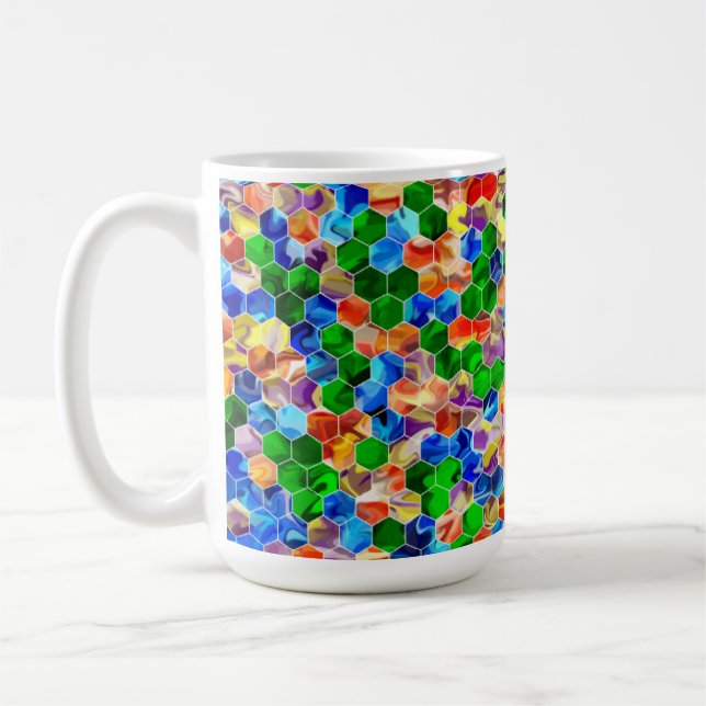 Piecewise Lodrät Hexagons Swirl 15 oz Mugg (Vänster)