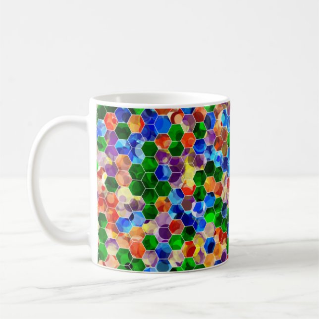 Piecewise Vågrät Hexagons Dot 11oz Mugg (Vänster)