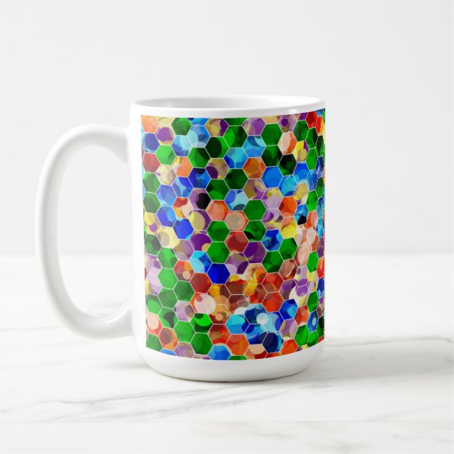 Piecewise Vågrät Hexagons Dot 15oz Mugg (Vänster)