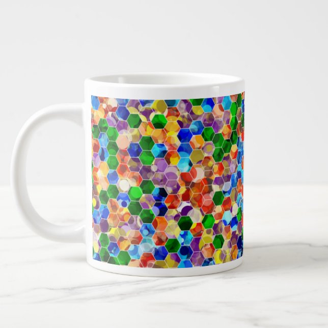 Piecewise Vågrät Hexagons Dot 20oz Mugg Jumbo Mugg (Vänster)
