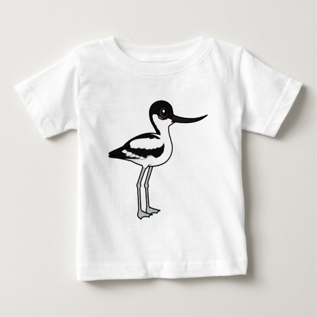 Pied Avocet Cute Birdorable Tecknad Bird T Shirt (Framsida)