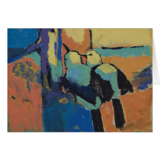 Pied babblers - konstkort hälsningskort