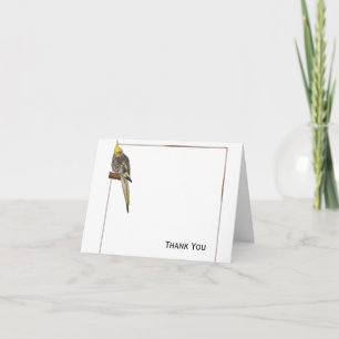 Pied Cockatiel på Gren med vit Tack Kort