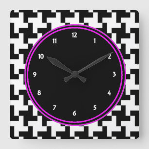 Pied de Poule Wall Clock Fyrkantig Klocka