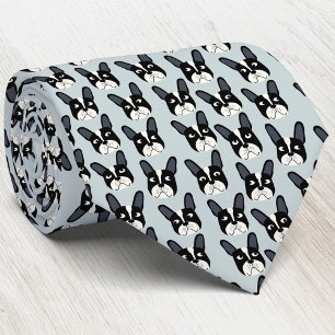 Pied Fransk Bulldog Grönt Neck Tie Slips