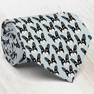 Pied Fransk Bulldog Grönt Neck Tie Slips