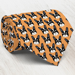 Pied Fransk Bulldog Orange Neck Tie Slips