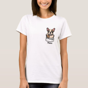 Pied French Bull Dog in din Pocket T Shirt