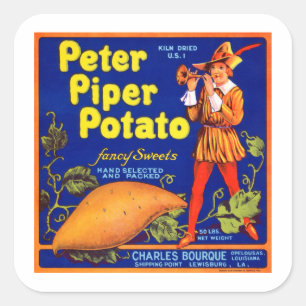 Pied Piper Potato Fyrkantigt Klistermärke