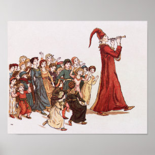 Pied Piper som leder Vintagen Barn Poster
