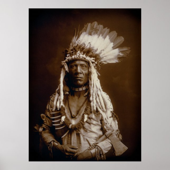 PIEGAN BLACKFEET MAN WEASEL SVAN 1900 POSTER (Framsidan)