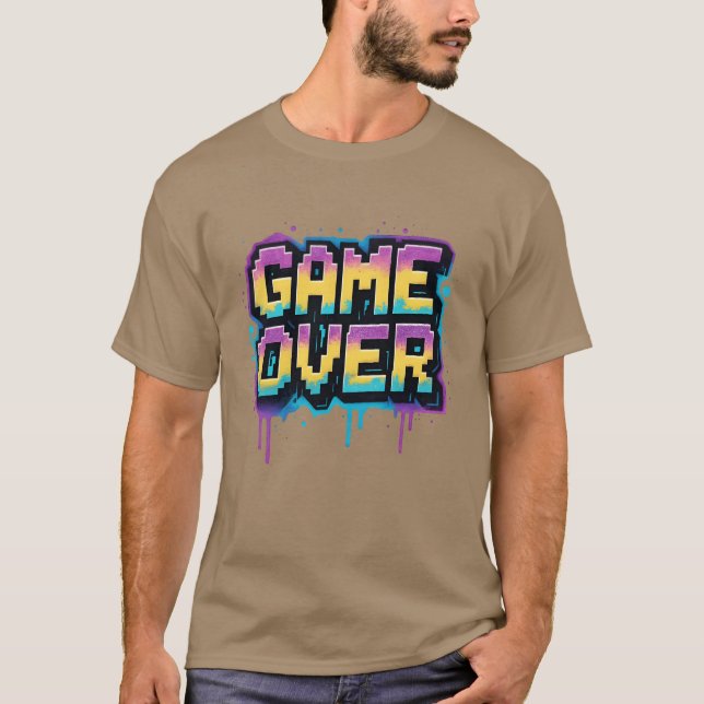 Pielated Game Over Graffiti Design pojkvän T Shirt (Framsida)