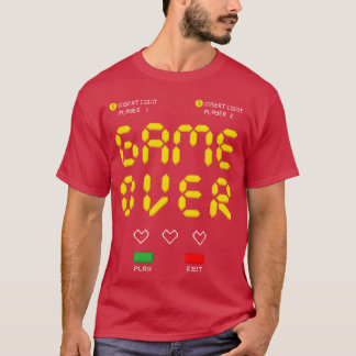 Pielated TV-spel Hjärta Game Over familj vintage T Shirt