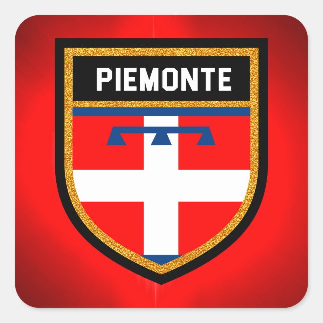Piemonte Flagga Fyrkantigt Klistermärke (Framsida)