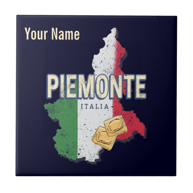 Piemonte Italien Retro Region Karta Vintage Pasta Kakelplatta (Framsidan)