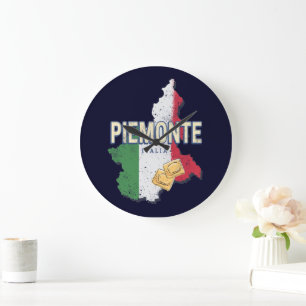Piemonte Italien Retro Region Karta Vintage Pasta Stor Klocka
