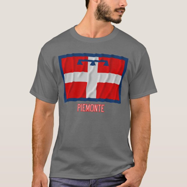 Piemonte som vinkar flagga med namn t-shirt (Framsida)