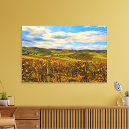 Piemonte-vindyrkningslandskap på sträckt canvas-ko canvastryck