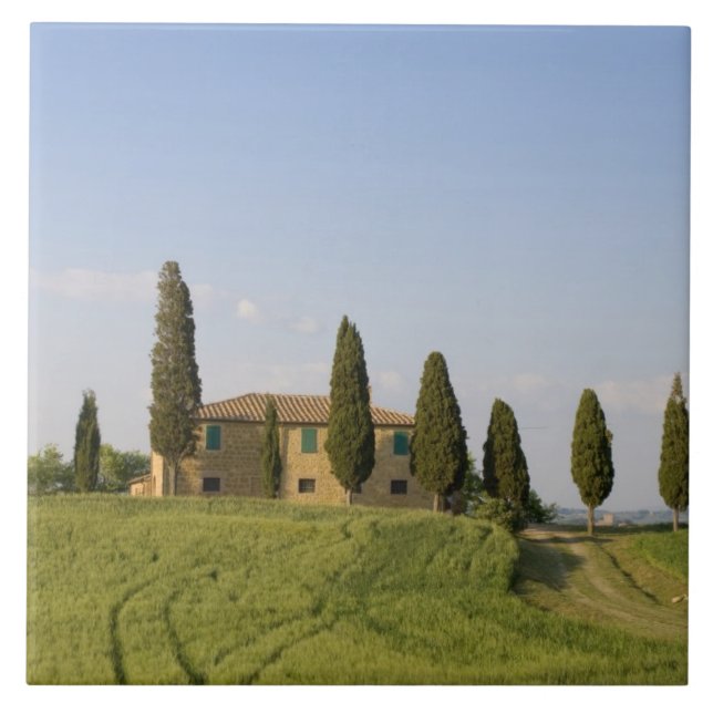 Pienza, Val d'Orcia, Siena provins, Toscana, Kakelplatta (Framsidan)
