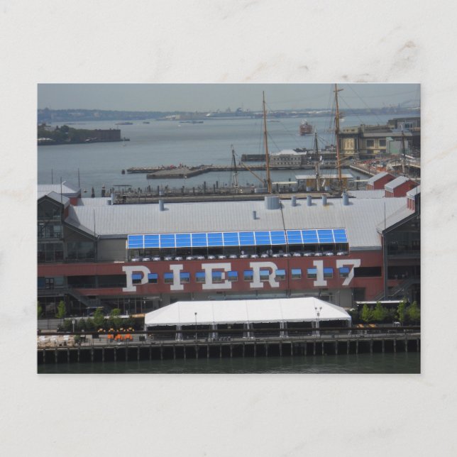 Pier 17 South Street Seaport Manhattan Postcard NY Vykort (Framsida)