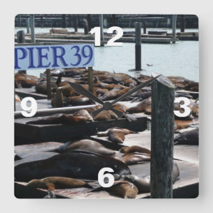 Pier 39 Sea Lejon Fyrkantig Klocka