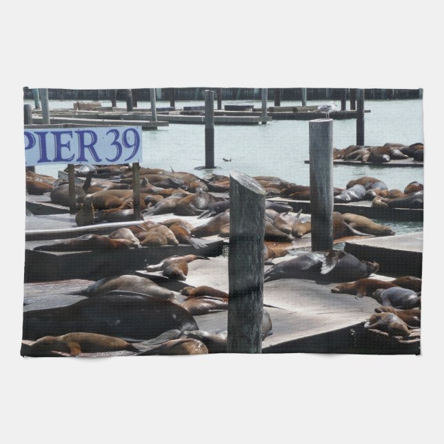 Pier 39 Sea Lejon Kökshandduk (Horisontell)