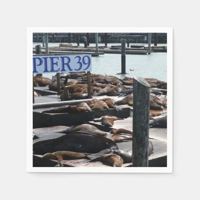 Pier 39 Sjölejon Pappersservett (Framsidan)