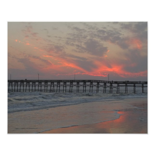 Pier and Sunset - Oak Island, NC Fototryck (Framsidan)