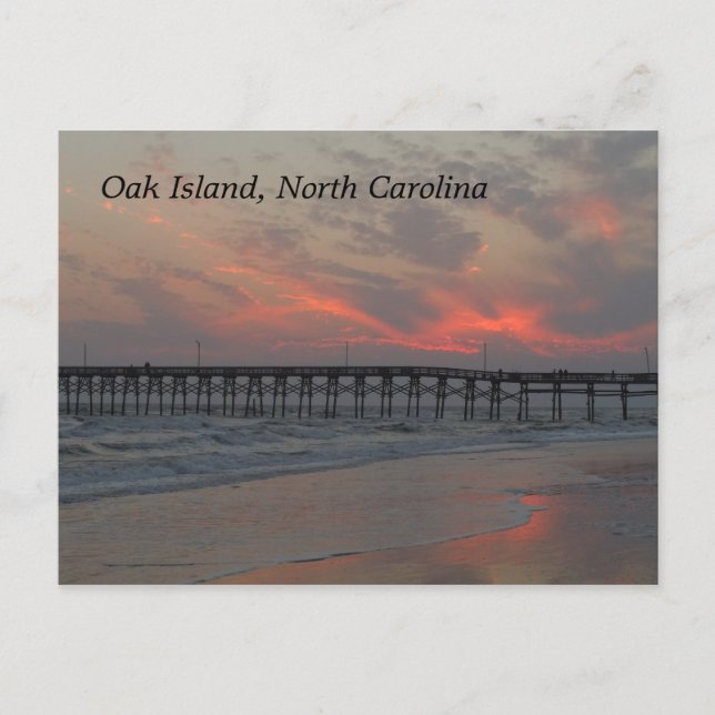 Pier and Sunset - Oak Island, NC Vykort (Framsida)