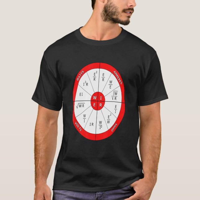 PIER chart Electrical Formulas Nerd Engineer T Shirt (Framsida)