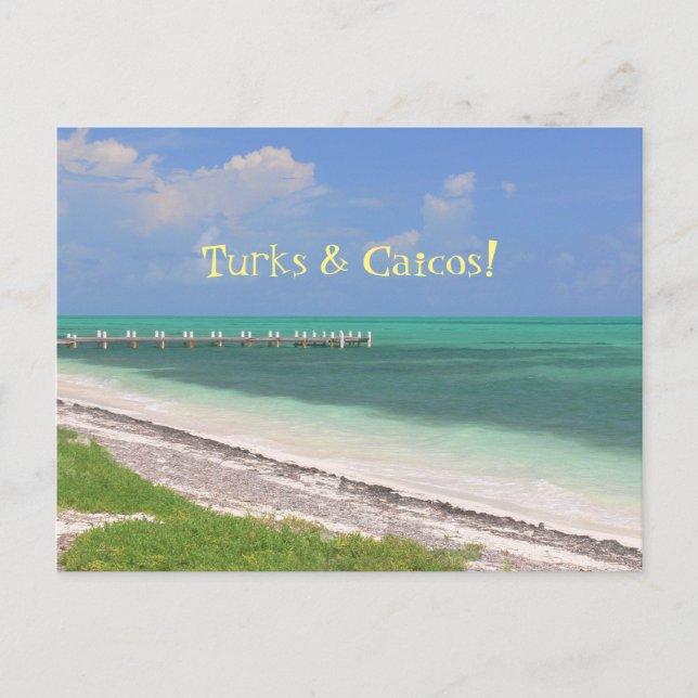 "PIER ÖVER AQUAMARINE VATTEN/ TURKS & CAICOS" VYKORT (Framsida)
