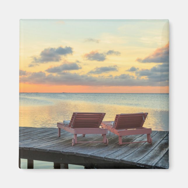 Pier övervakar havet, Belize Magnet (Framsidan)