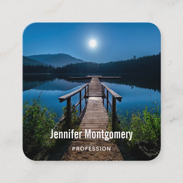 Pier på natten under en hel måndag fyrkantigt visitkort (Framsida)