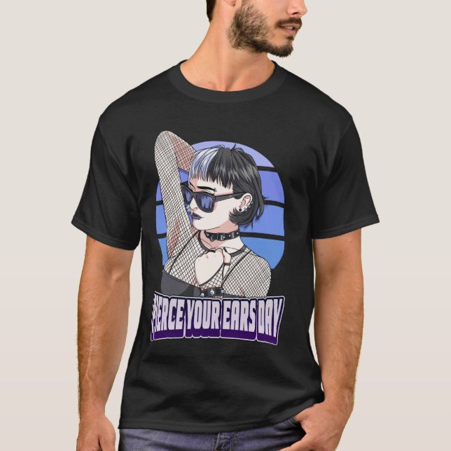 Pierce Your Ears Day Öronpiercing Gothflicka Septe T Shirt (Framsida)