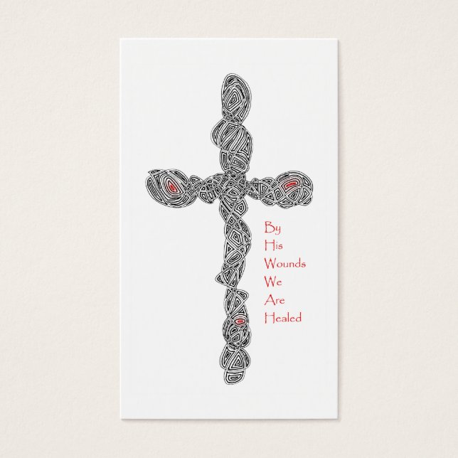 ’Pierced’ Isaiah 53:5 Scripture Cards Visitkort (Framsidan)