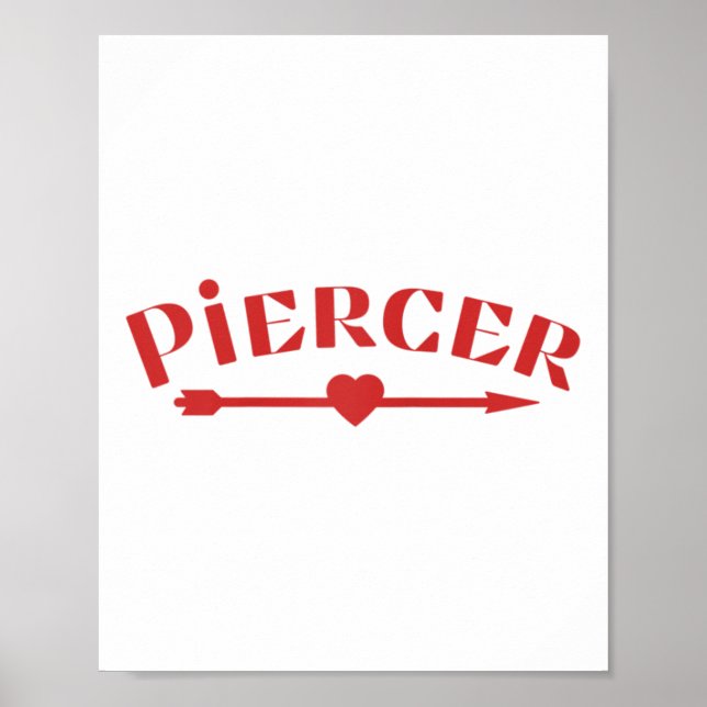 Piercer Arrow Heart Professionell Piercing Shop Re Poster (Framsidan)