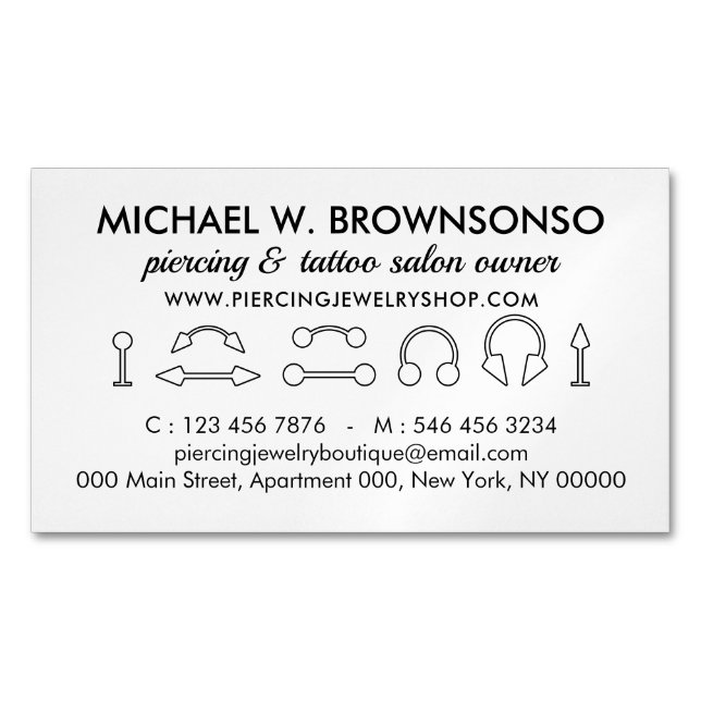 Piercing Jewelry Store Shop Branding Magnetiska Visitkort (Framsida)