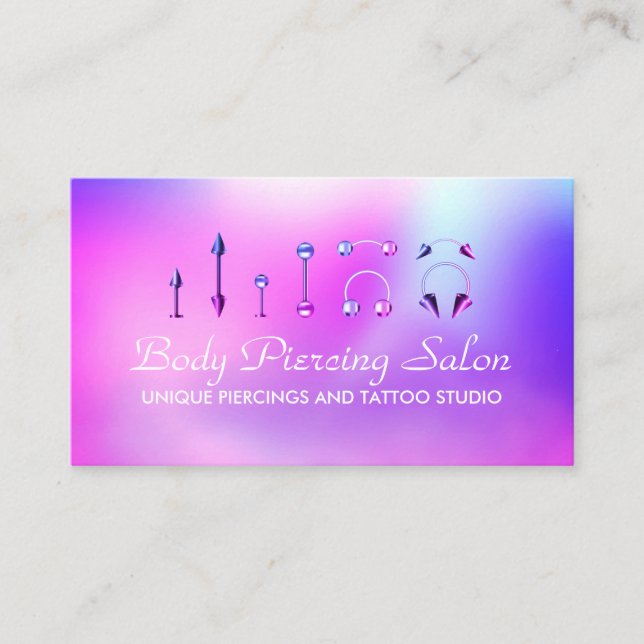 Piercing-specialist hologram Chic Visitkort (Framsida)