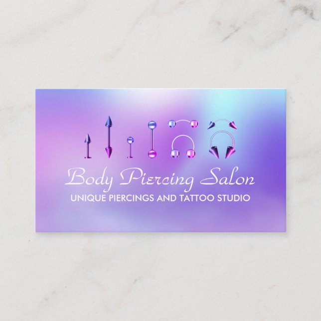 Piercing Specialist hologram rosa Visitkort (Framsida)